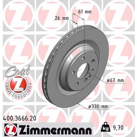 ZIMMERMANN Brake Disc - Standard/Coated, 400.3666.20 400.3666.20